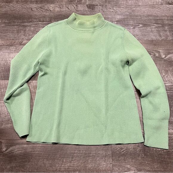 Appleseeds Green High Neck Ribbed Sweater Size Small - Picture 1 of 7